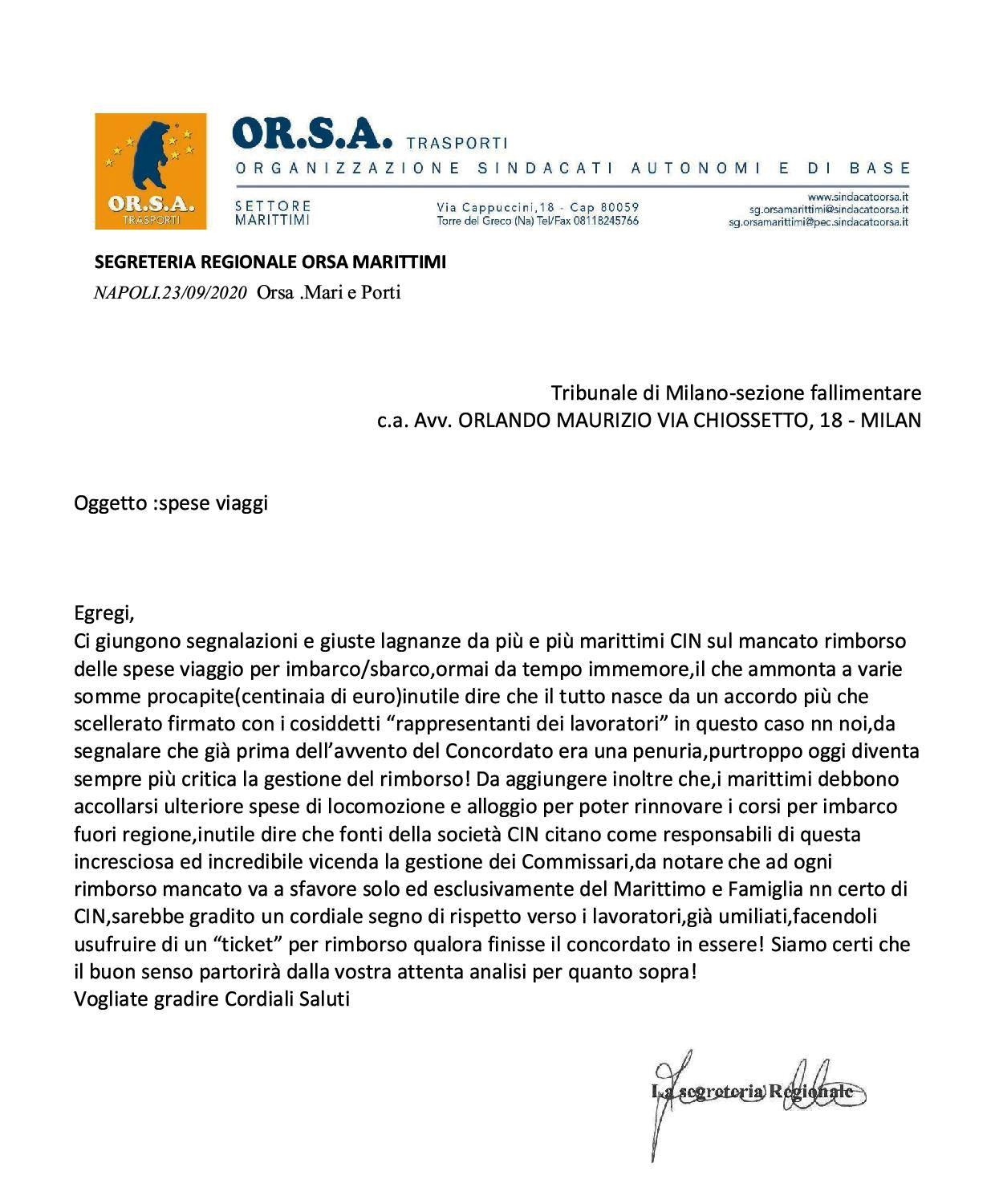 Lettera di reclamo wind infostrada