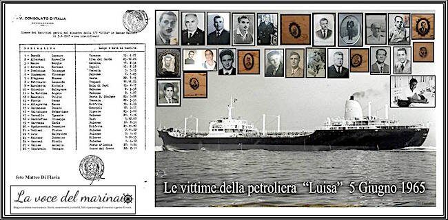 Cinquantotto anni fa il sacrificio dell’equipaggio della petroliera LUISA